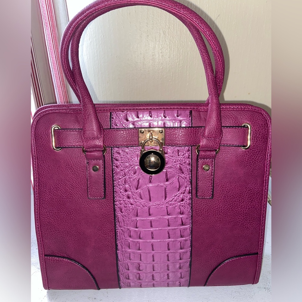 Magenta Snake Print Tote Bag
